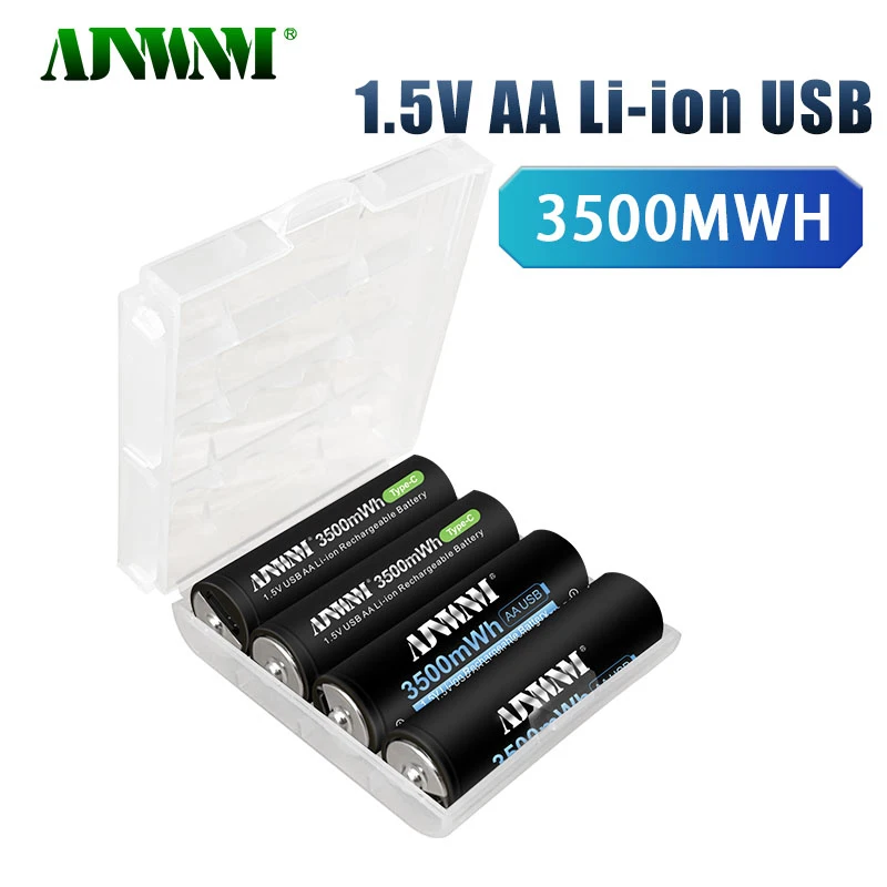 1.5V AA 3500mWh USB rechargeable li-ion battery High capacity 1.5v USB lithium battery for remote control electric toy+USB Cable