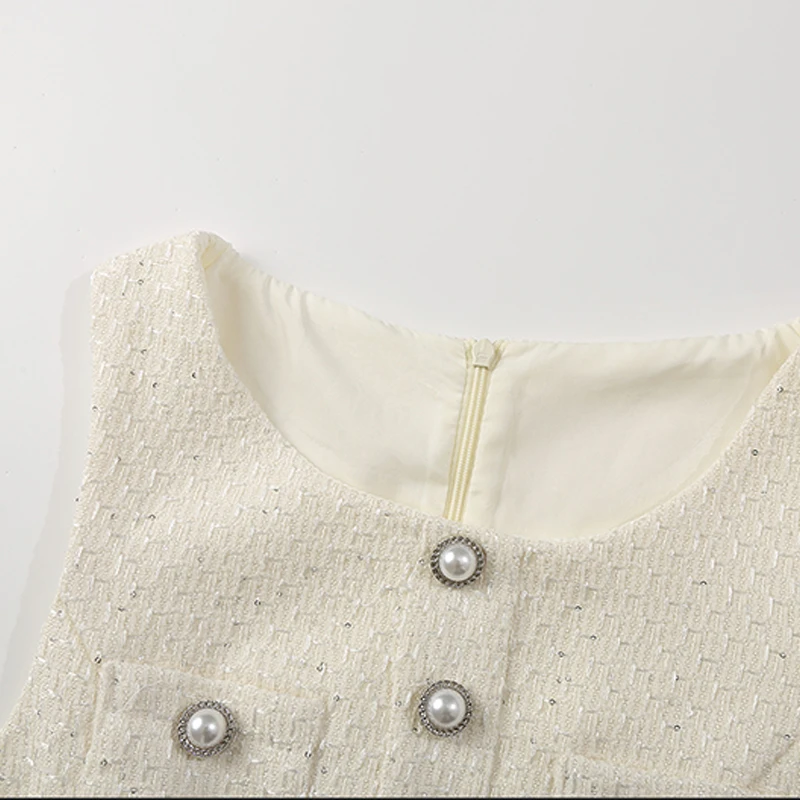 High Quality Female Tweed Sleeveless Vest Top High Waist Shorts Set Women French Slim Summer Sweet Girl Lady Two Piece Outfits