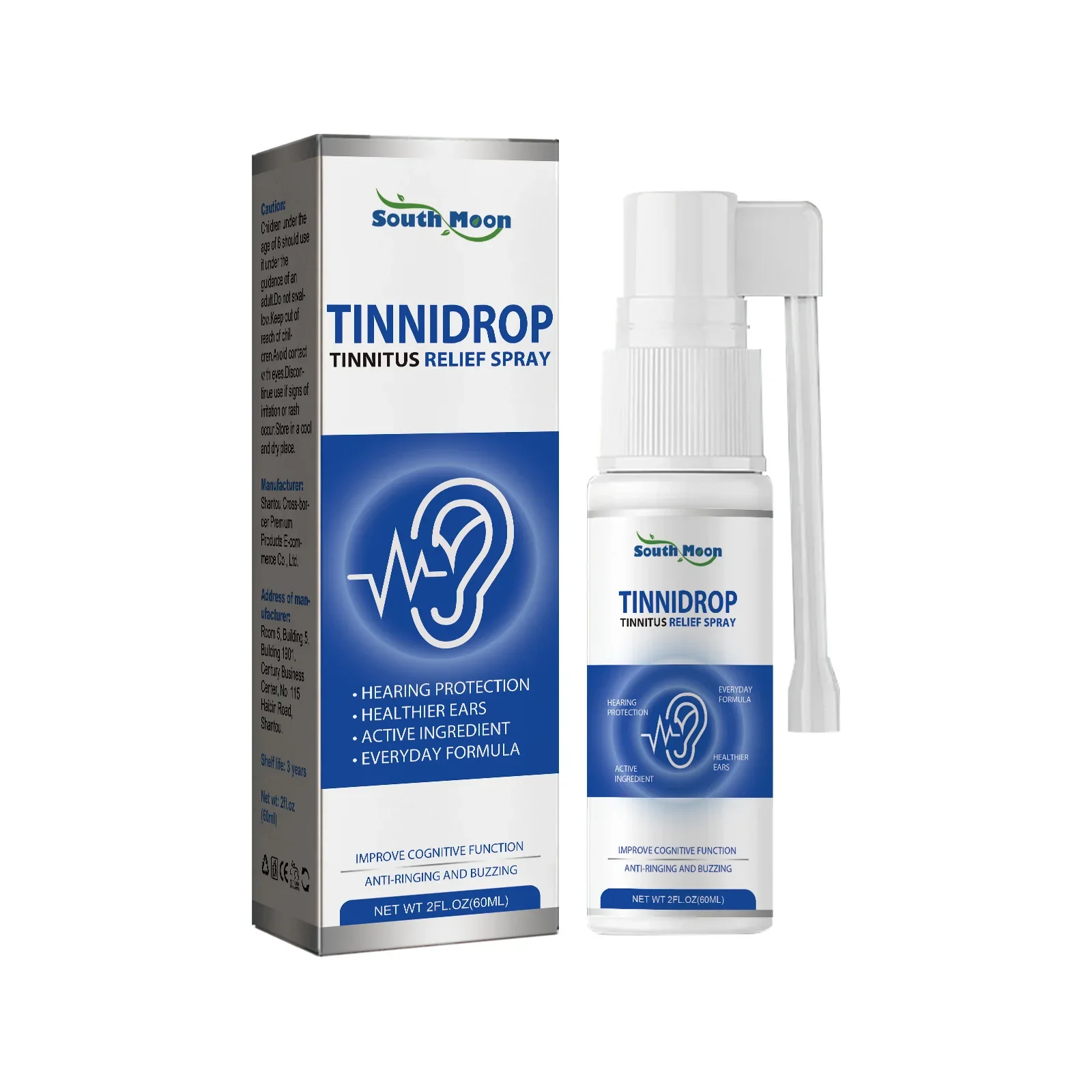 Tinnitus Ear Spray Deafness Anti Cochlear Earwax Blockage Cleaning Itching Swelling Relief Earache Acute Otitis Treatment Care