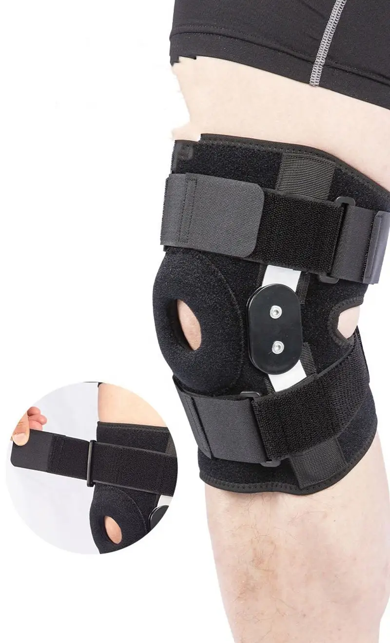 Patella Hinged Knee Braces Orthopedic For Knee Pain With Springs Compression Removable Steel Splint Support Knee Sleeve