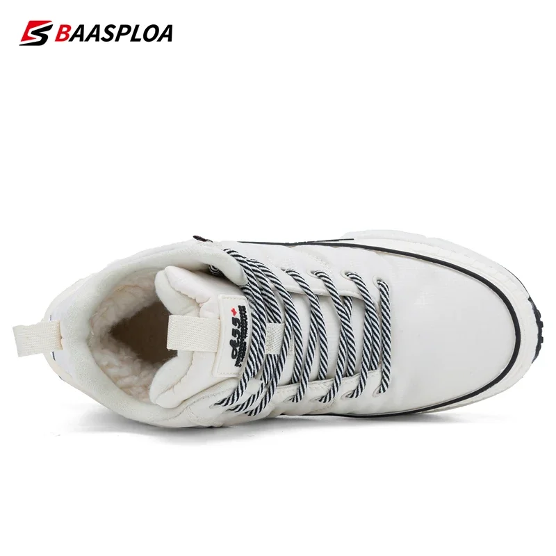 Baasploa nuove scarpe da donna in cotone inverno caldo esterno impermeabile antiscivolo scarpe da ginnastica in peluche stivali da neve stringati casual femminili ﻿