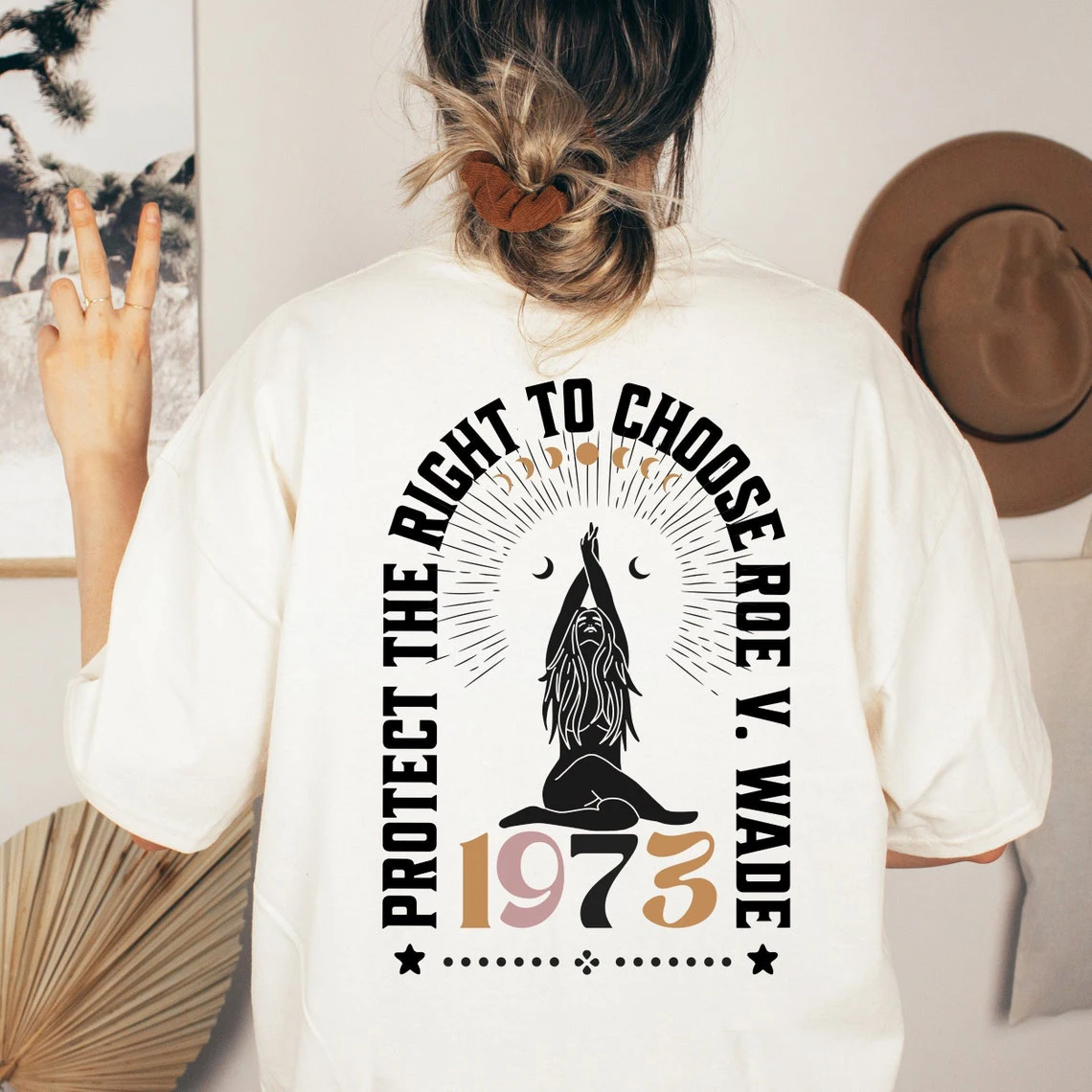 

colored protect the right to choose Roe v Wade tshirt retro women short sleeve boho Pro Choice tee shirt