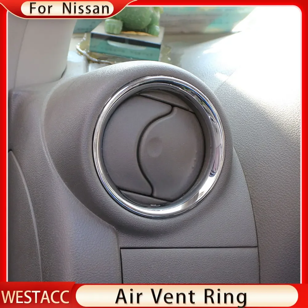 2PCs A/C Air Vent Outlet Ring for Nissan Micra March K13 Versa Sunny Almera Latio 2011-2017 Cover Trim Frame Sticker Accessories