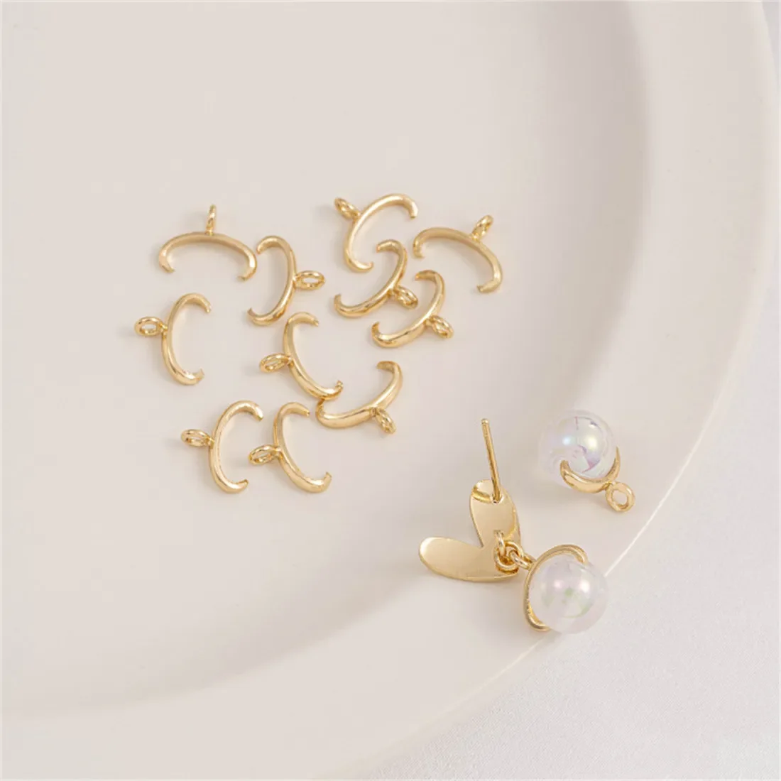 14 К Золотой Рог Лук Коготь Пряжка Семена Дыни Зажим Пряжка Из Бисера Ручная Работа DIY Подвесная Пряжка Из Бисера Ювелирные Аксессуары Материалы