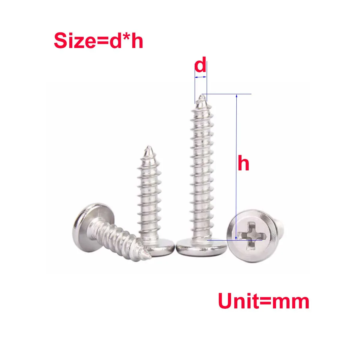 

304 Stainless Steel Cross Flat Head Self Tapping Screw/Chamfered Round Head Furniture Beveled Wood Screw M3M4M5