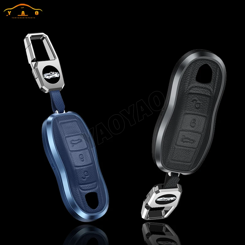 

Leather Car Key For Porsche Cayenne Panamera Cayman Macan Boxster 718 911 Shell Protection Remote Car Key Case Cover