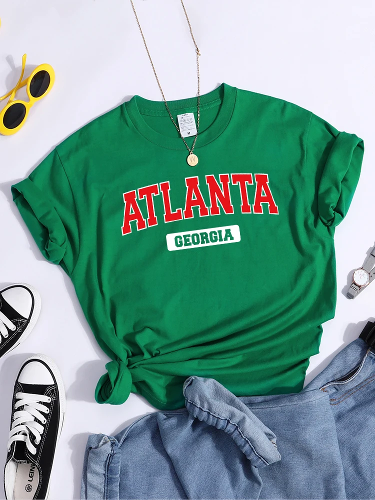 Atlanta Georgia  Print TShirt Short Sleeve Summer Tshirt Hipster Casual Comfortable Tshirt Soft Essential Women T-Shirt