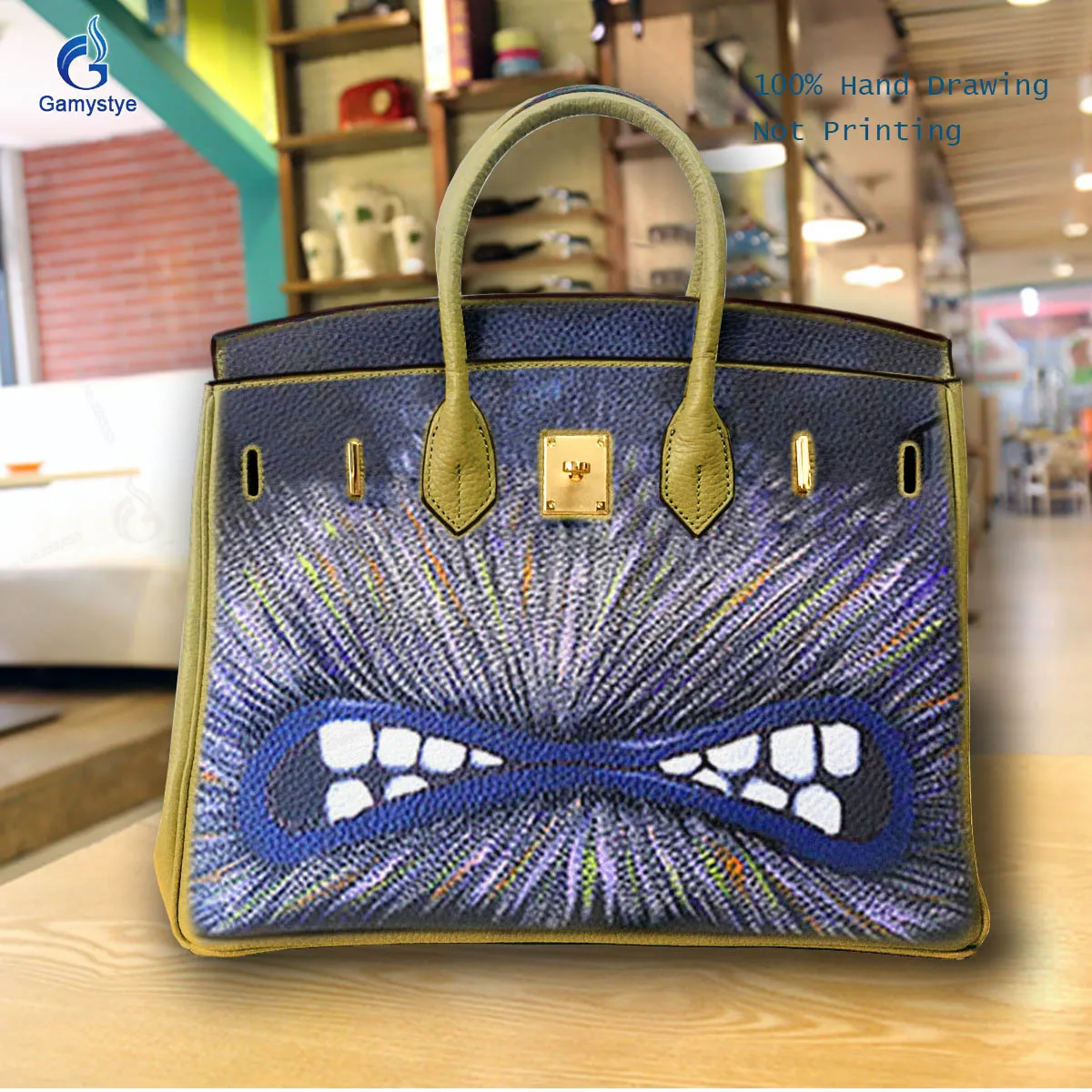 Personalizar bolso Art Hand Painted Half open teeth Bag Ladies Tote Handbags Messenger Shoulder Bag For women Unique personality