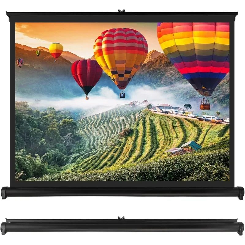 

50" Inch Portable Projector Screen - Portable Floor Standing, Manual Retractable Pull-Out Style, Mobile Movie Screen