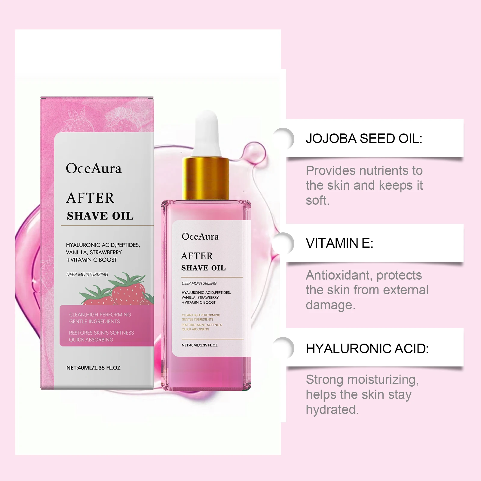 OCEAURA Skin Nourishing Essential Oil After Hair Removal & Shaving Moisturizing Repairation Reduce Discomfort Enhances Radiance