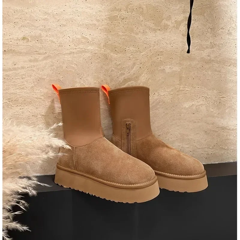 Nuevo en botas de nieve cálidas de invierno para mujer, botines de plataforma gruesa acolchados de algodón antideslizantes impermeables, zapatos para mujer