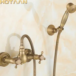. Antique Brass Bathroom Bath Wall Mounted Hand Held Shower Head Kit Shower Faucet Sets YT-5345-A