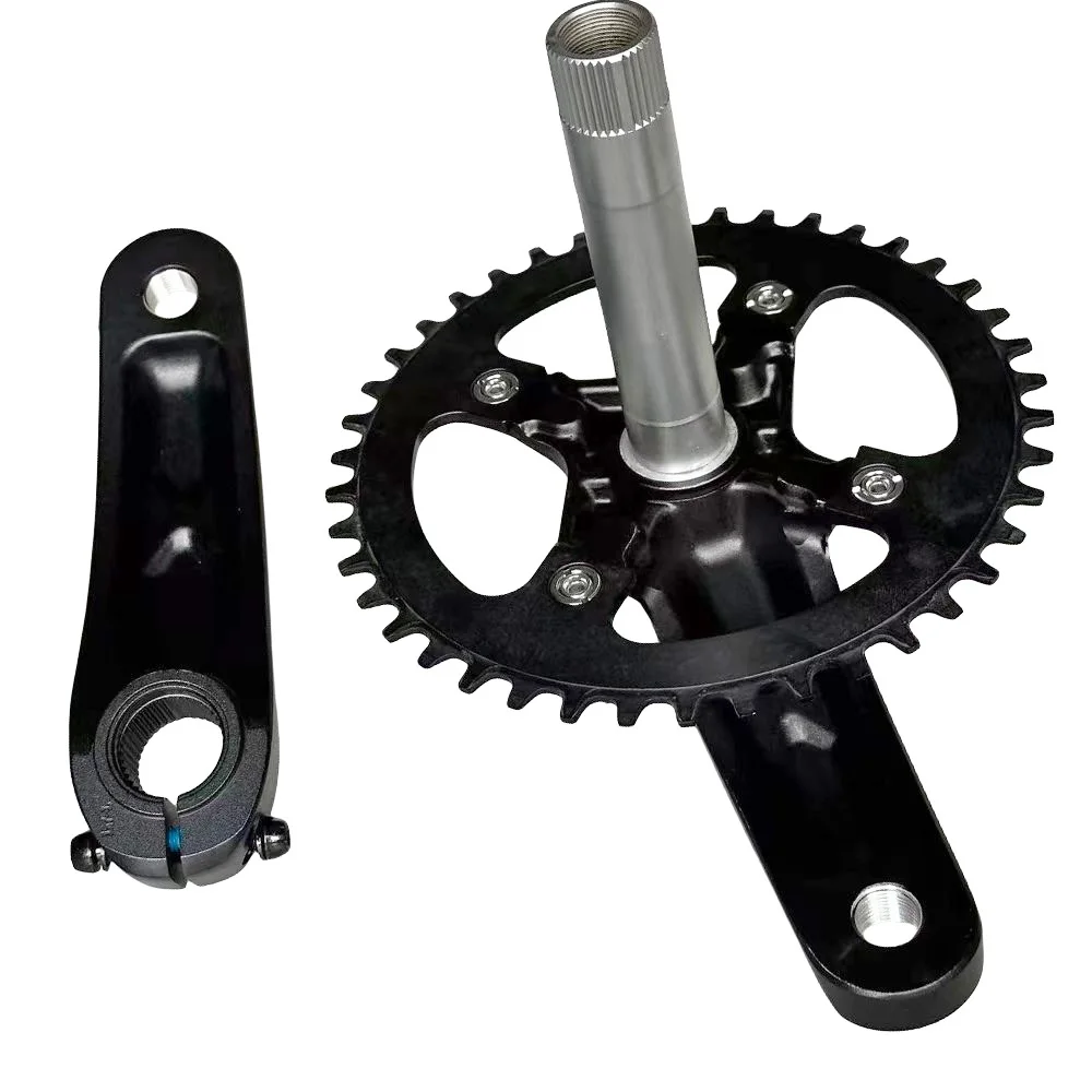 127 Kids Bike Crankset Crank Arm Set 127mm Single Speed Bicycle Crank Narrow Wide Chainring 32/34/36/38/40T 12/14/16/18/20 inch