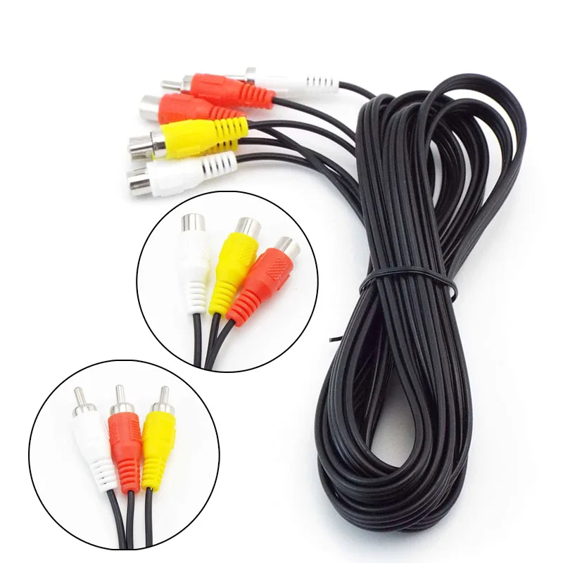 0.5M 1M 3M 5M 3 RCA męski do 3 RCA żeński 3RCA M F wideo złączki kablowe przedłużacz linii AV Adapter przewodu do domowego odtwarzacza DVD C1