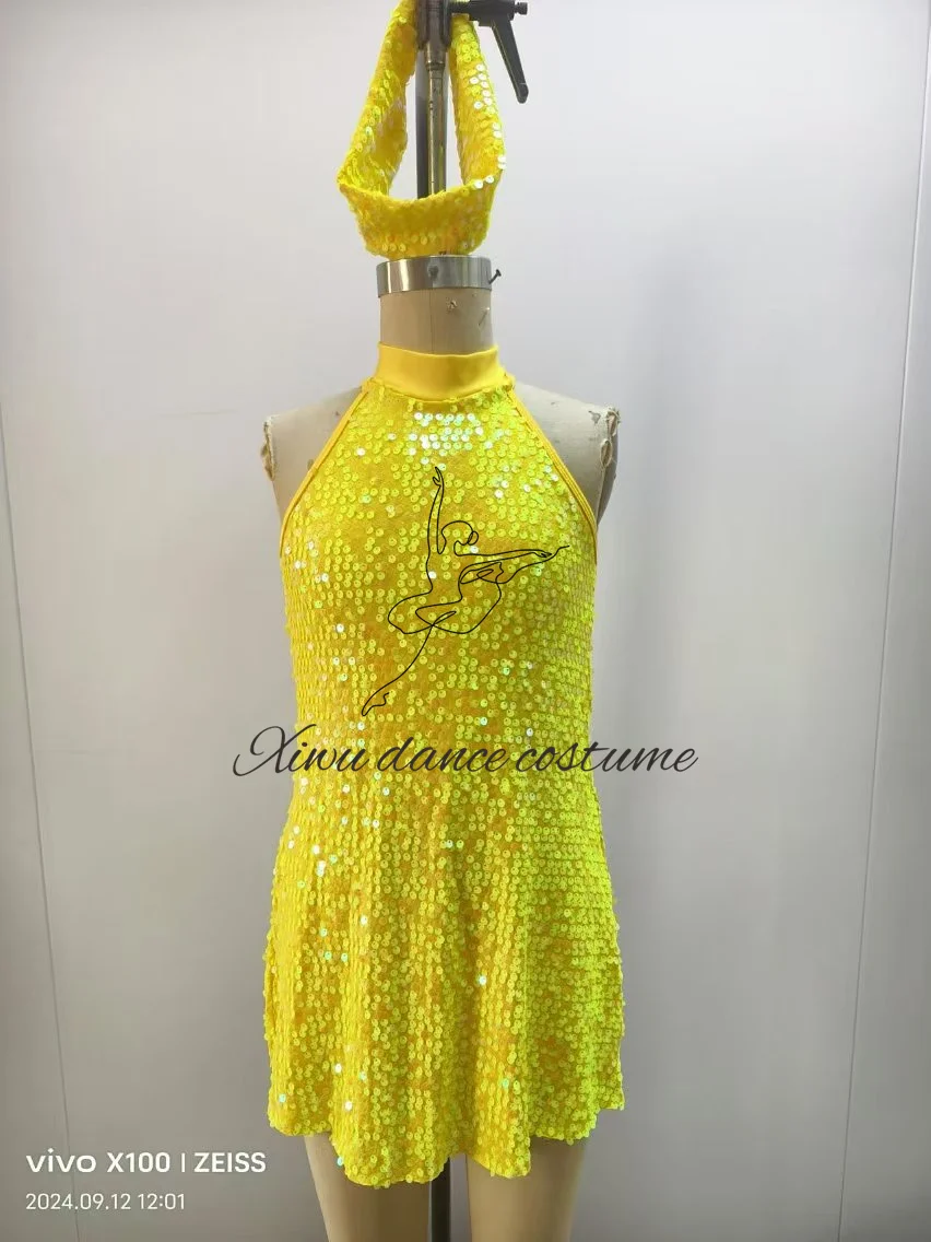 New Jazz Dance costume Professional Jazz dress performance dress suit Latin dress Modern Dance dress sequins Custom Dance costum