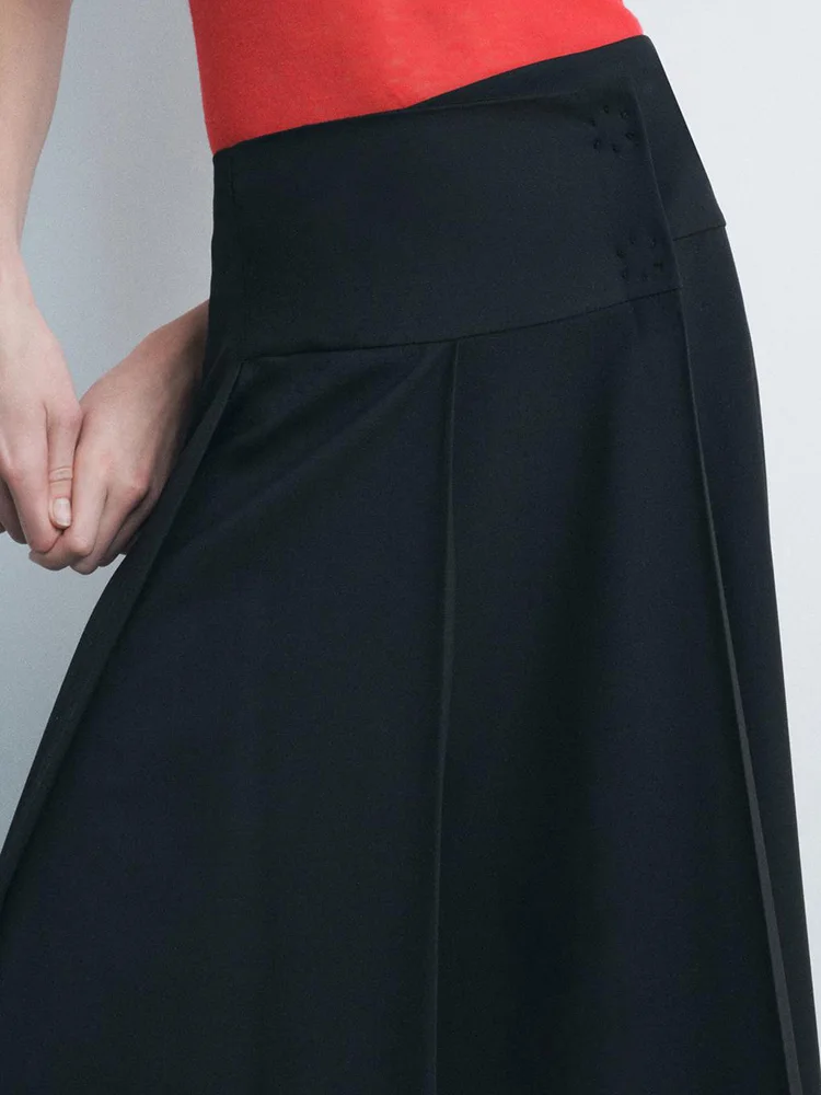

Spring New Arrival Women's Faionable Versatile Wide Pleat Midi Basic All-Match f Body Skirt Commute Sle mid Waist