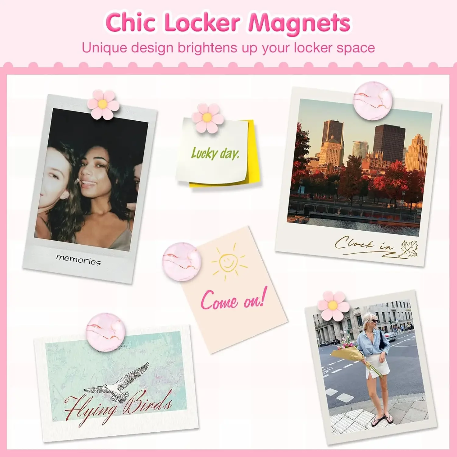 مجموعة إكسسوارات الخزانة، 15 قطعة من اللوازم المدرسية تتضمن مرآة مغناطيسية وسبورة بيضاء وأقلام تحديد وحامل أقلام ومغناطيس، l