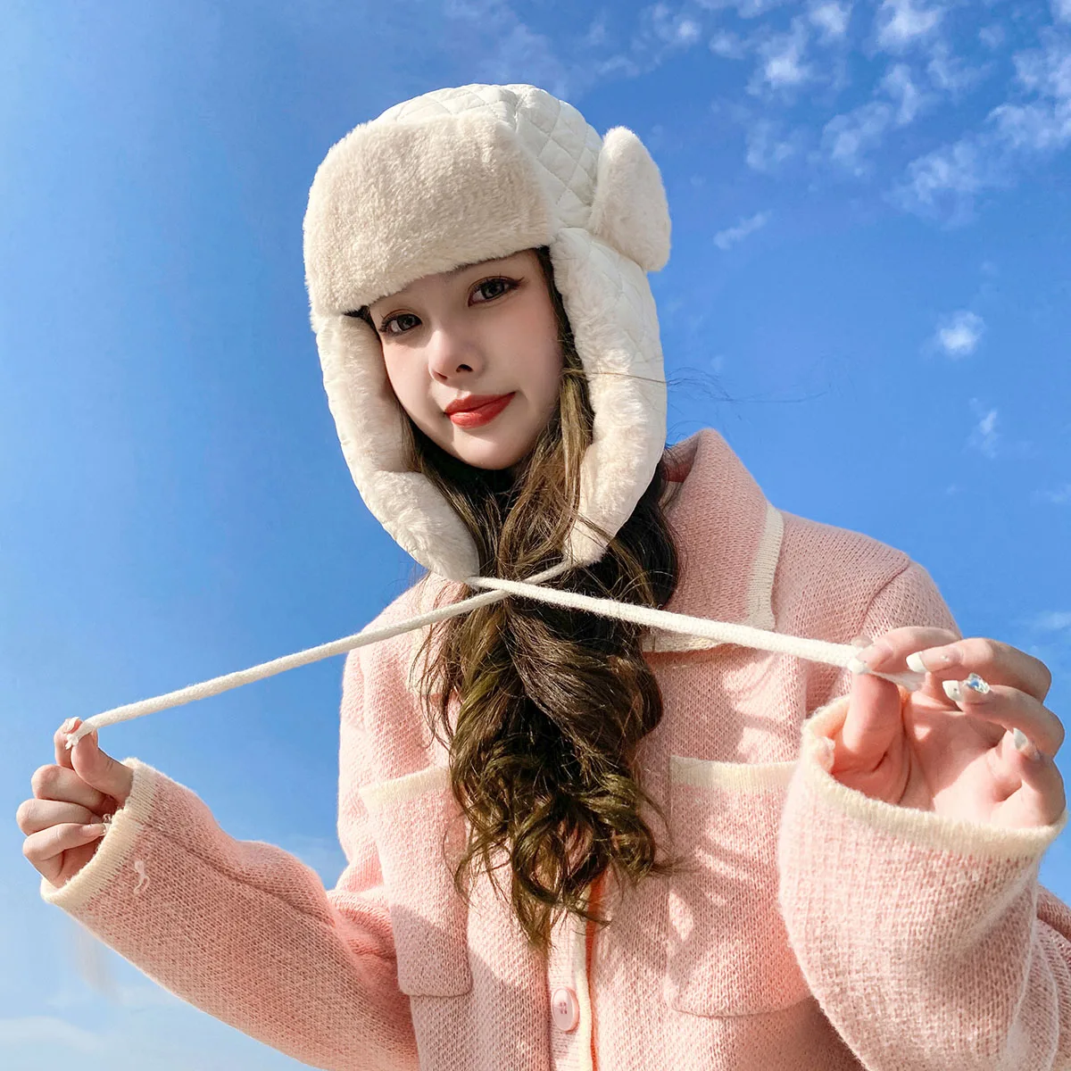 

Ear protection cap Riding Hat Earflap hat Fur hat Ushanka hat women's winter hats 2023 Winter hat Winter Warm Hat Lace up hat