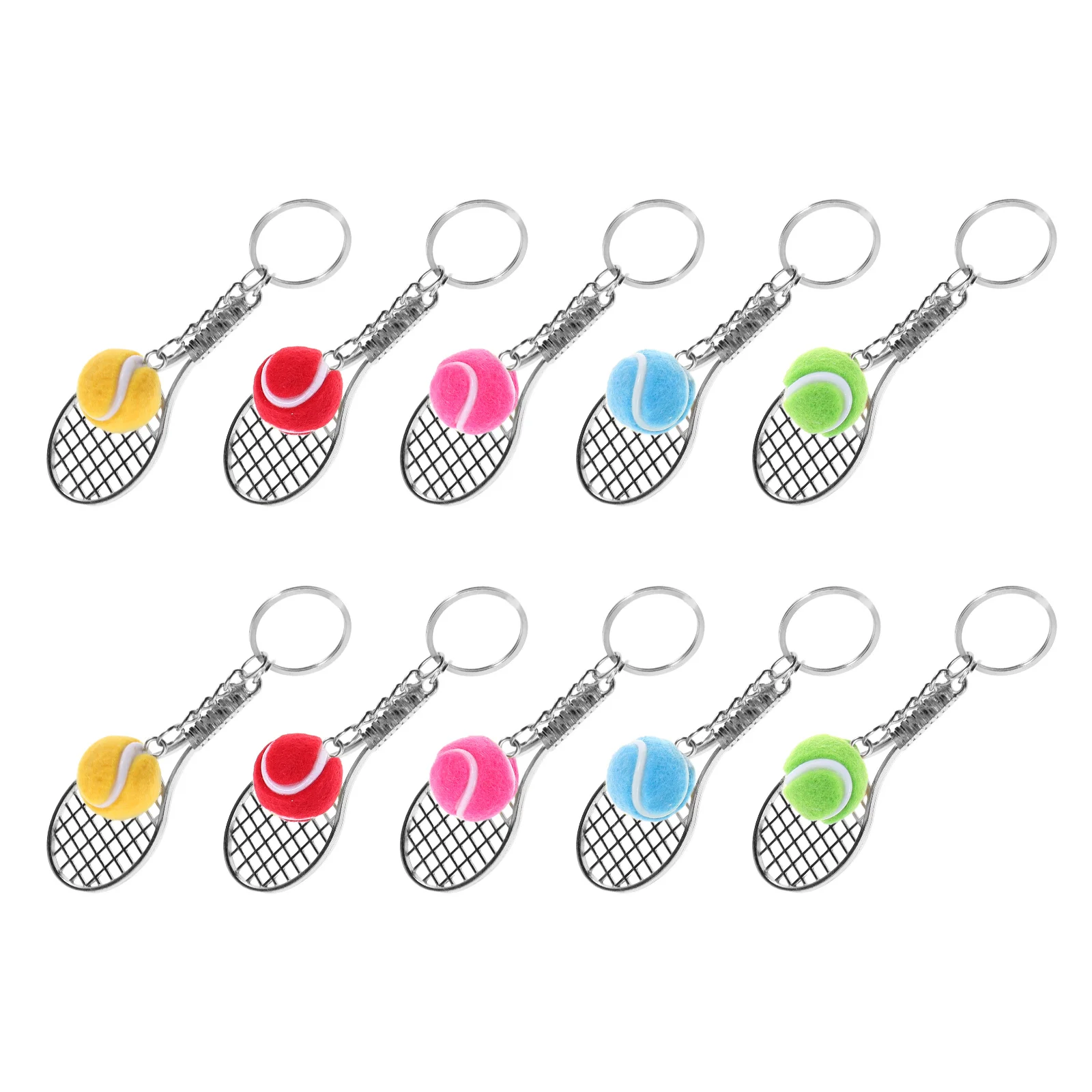 

10Pcs Realistic Tennis Racket Keychain Portable Lightweight Sports Keyring for Fans Bags Backpacks Decor Racket Keychain