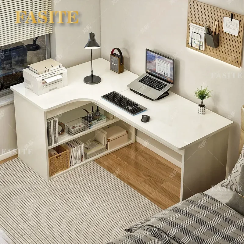 For Desk Corner Bookshelf Integrated Student Study Table Bedroom Writing Computer Table Corner Household Table Warm White