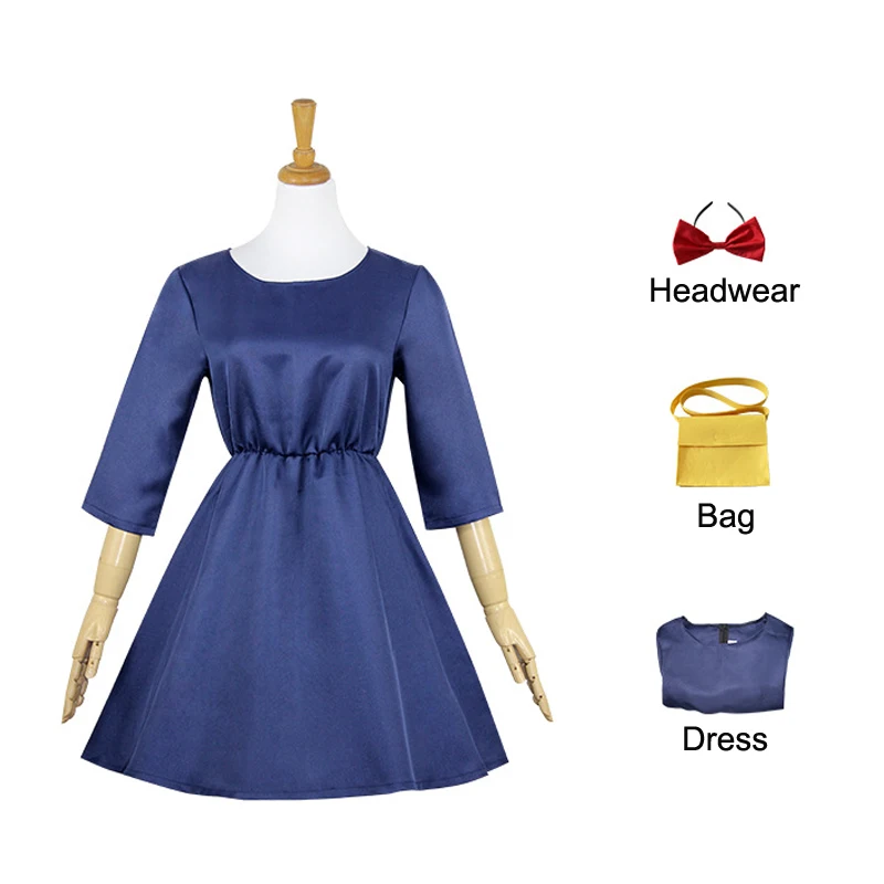 Conjunto de Disfraz de Anime Kiki con Vestido, Accesorios para la Cabeza, Bolso y Ropa, Disfraz de Bruja para Mujer, Disfraz de Bruja para Halloween