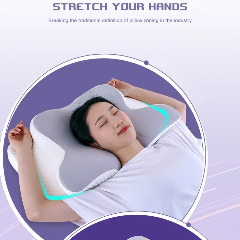 Ergonomic Relief Neck Fatigue Neck Pillow Memory Cotton Butterfly Pillow support for Sleep Various Sleeping Positions Long Sleep