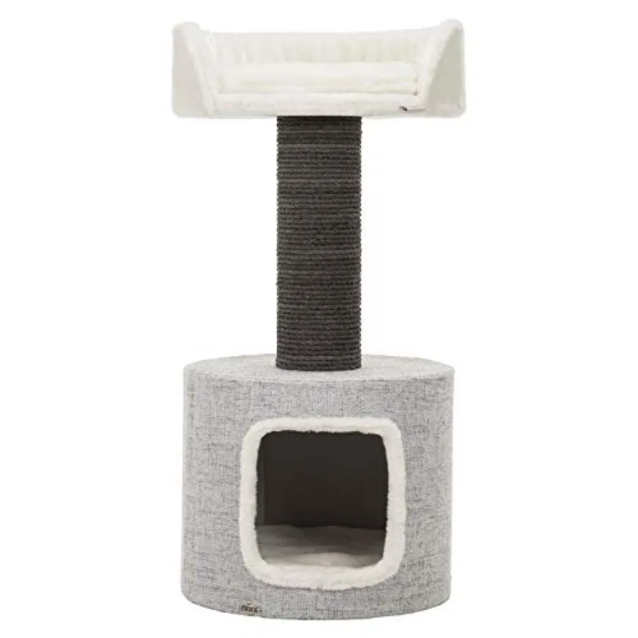

39 Inch Cat Scratching Post with Soft Fabric Covering Base and Durable Sisal Rope for Large Cats - Gray Condo Base and Platform