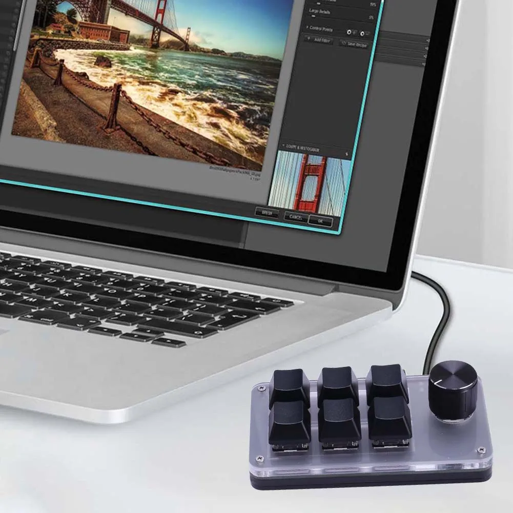 Macro Keyboard Bluetooth USB Custom 6 Key 1 Knob Programming Mechanical Keyboard Hot Swap Custom Keypad RGB Mini Gaming Keyboard