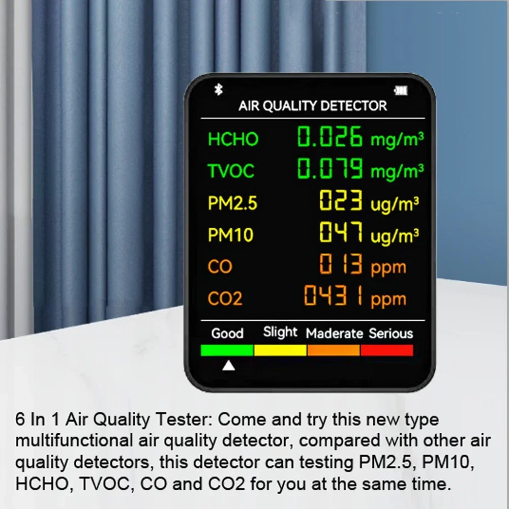 Wielofunkcyjny miernik CO2 5 w 1/6 w 1 cyfrowy Tester temperatury i wilgotności dwutlenek węgla TVOC HCHO detektor Monitor jakości powietrza