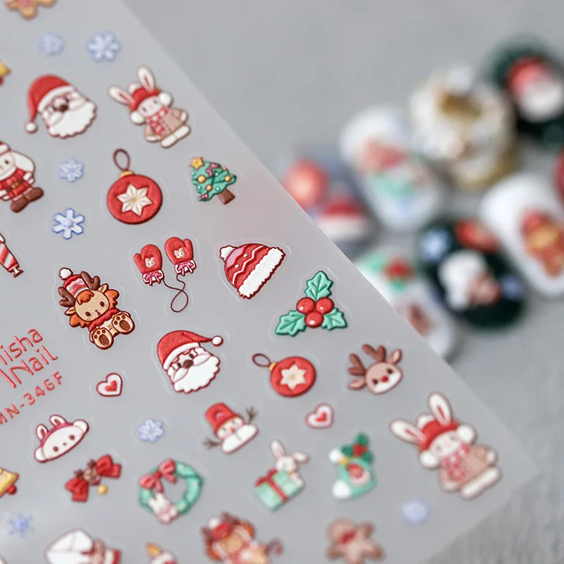 

Self Adhesive Thin Tough Frosted Sheer Nail Art Stickers Translucent New Craft Christmas Theme High Quality for Holiday DIY