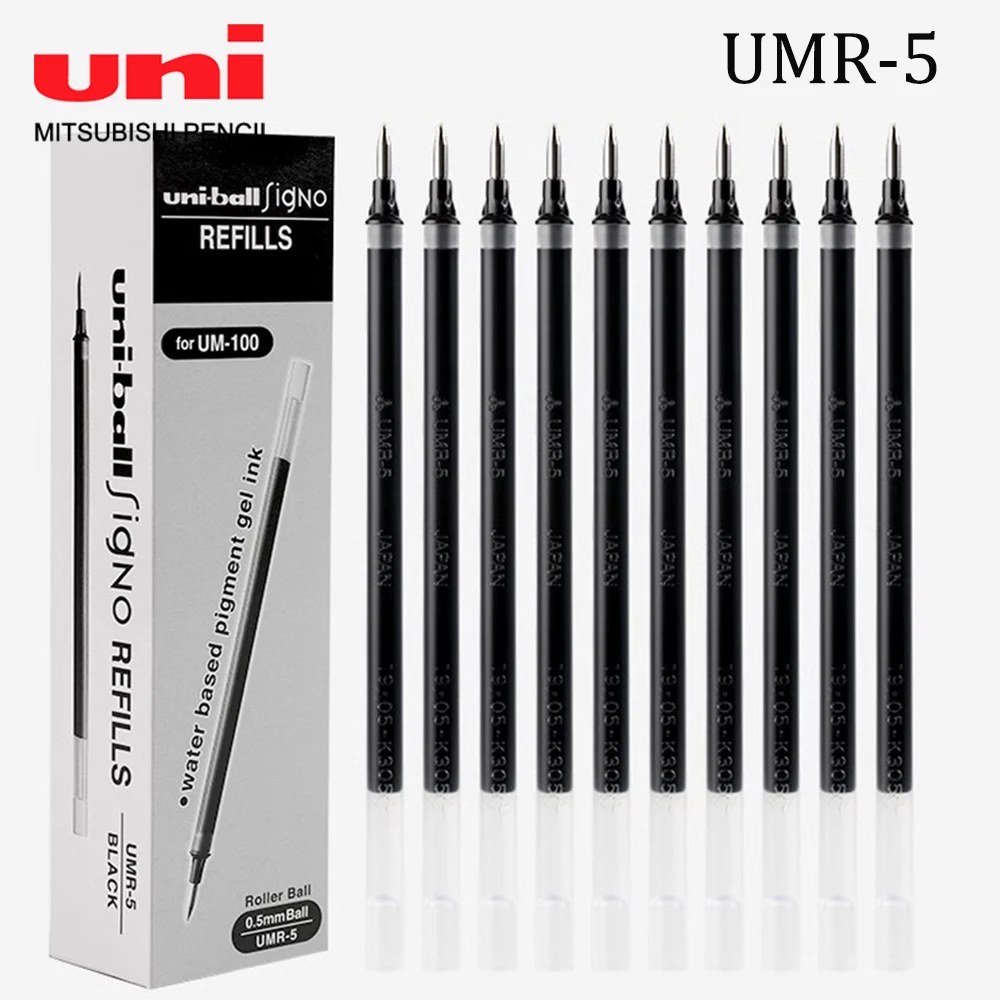 

12pcs Japan UNI Gel Pen Refills UMR-5 Applicable To UM-100 Neutral Pen 0.5mm Bullet Head Student Stationery Office Accessories