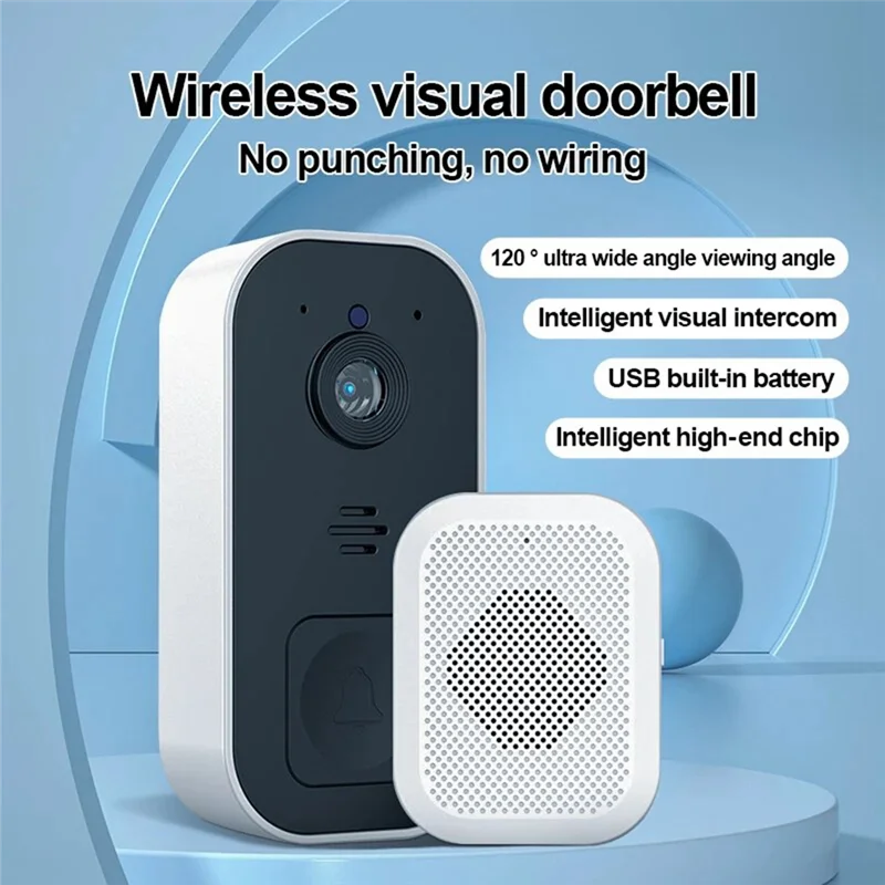 

B27B Smart Visual Doorbell Wireless Remote Home High-Definition Night Vision Monitor Video Intercom Doorbell-Black Easy To Use