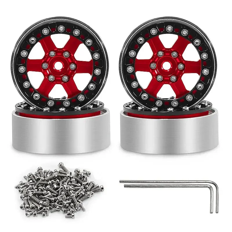 

4Pcs 1.3 inch Beadlock Aluminum Alloy Wheel Rims Hubs for Axial SCX24 1/24 TRX-4M 1/18 RC Crawler Car Upgrade Parts
