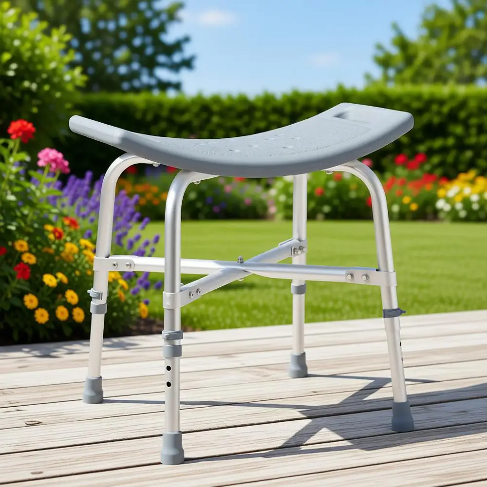 

Durable Shower Seat with No Backrest, Supports Up to 550lbs for Bariatric Use