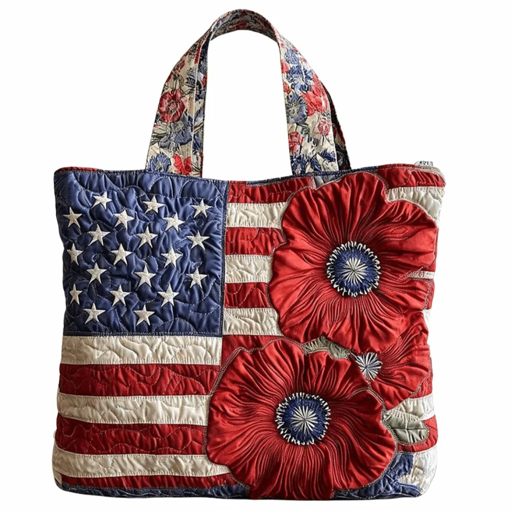 Trendy Vintage Quilted Tote Bag Lightweight 3D Printed Patterns Travel Handbag Large Capacity Cotton Canvas Bag Women Accessory