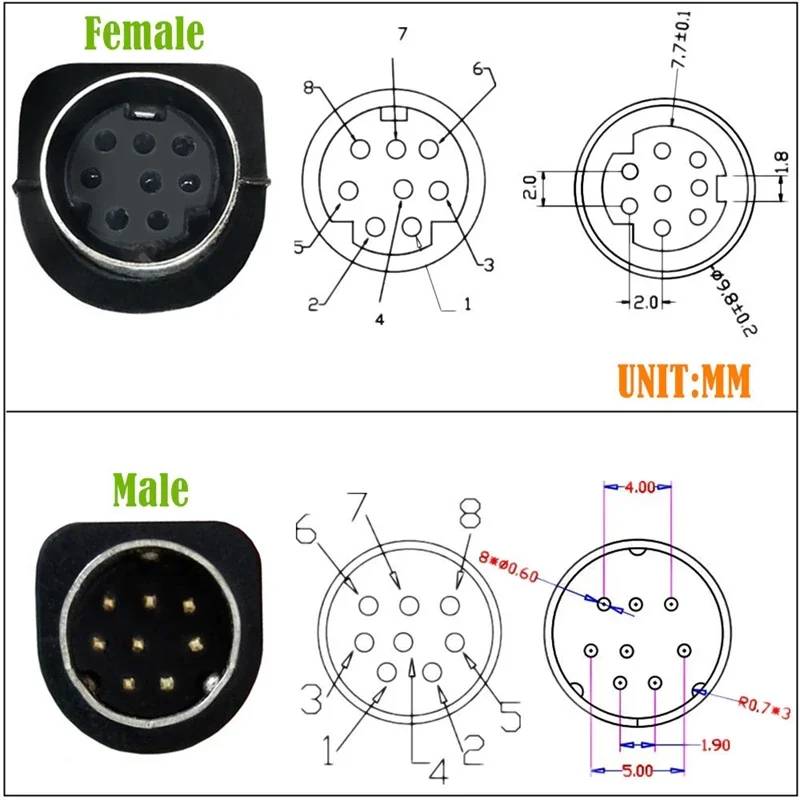 

50cm 1/2 male/female 8PIN S Terminal Cable mini Din8 Core Audio and Video Cable S Video Set-top Box TV Camera DVD VCD Adapter