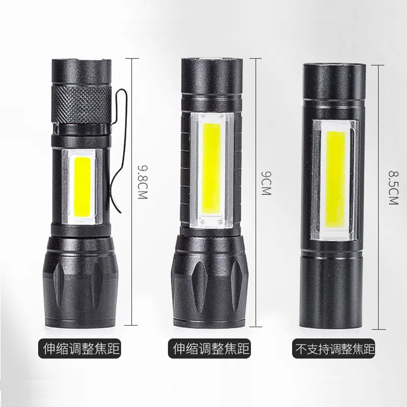 

Strong Light Rechargeable Flashlight Cob XPe Dual-Purpose USB