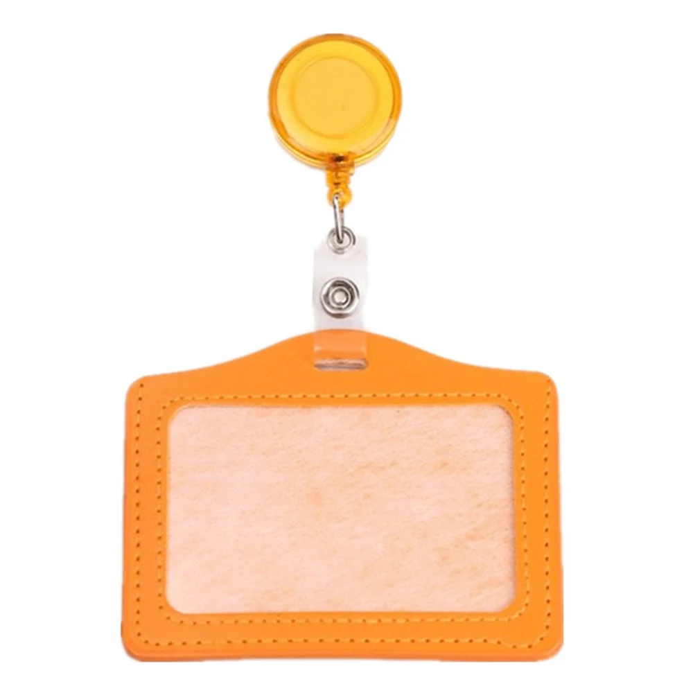 School Supplies PU Leather Card Holder Clip Horizon Style Nurse Doctor Name Card Holder ID Badge Holder Retractable Badge Reels