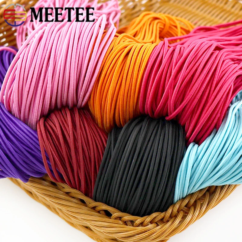 

45/90M 2mm Color Braided Elastic Rope Hairwear Round Rubber Cord Clothes Shoes Stretch Ropes Hat String Cords DIY Craft Material