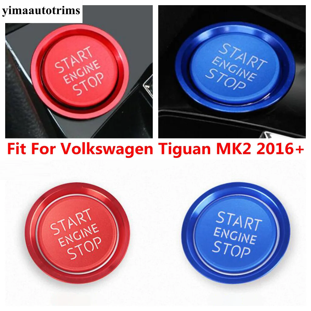 

Start Stop Engine Push Button Switch Keyless Decoration Ring Cover Trim Accessories Interior For Volkswagen VW Tiguan 2016 -2023