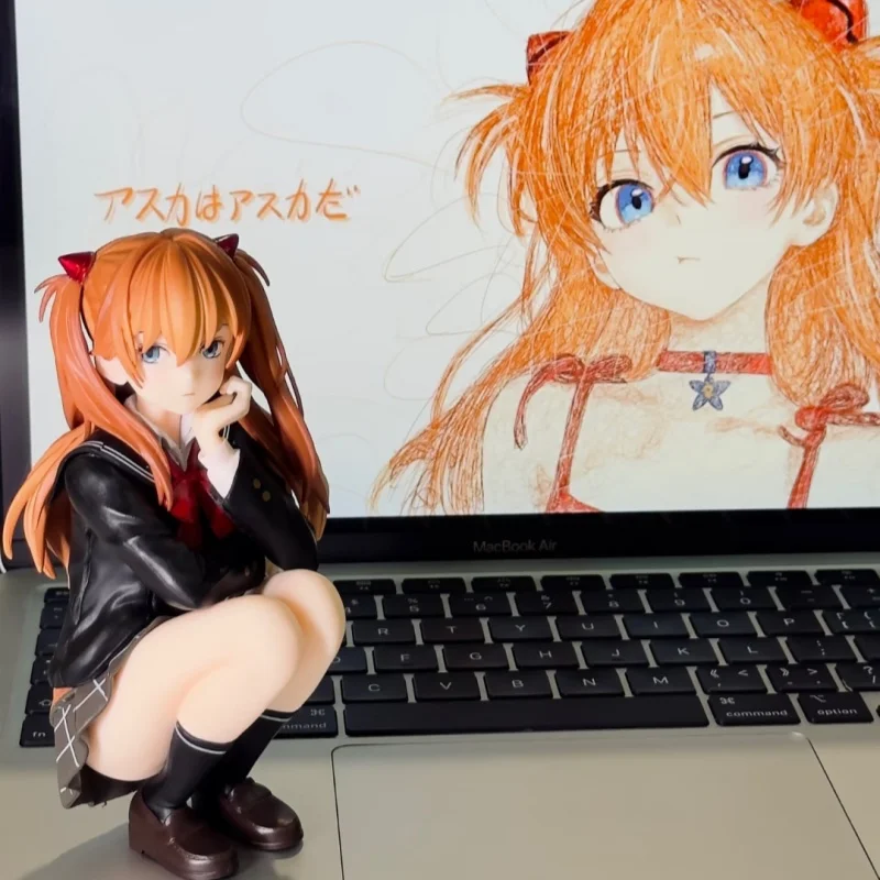 

НОВАЯ Фигурка Асуки Лэнгли Сорью в школьной форме, коллекционная статуэтка, красивая девушка в позе приседа, игрушка-украшение.