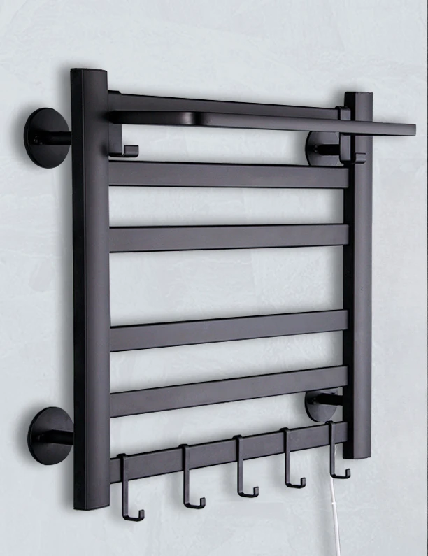 Black/White Electric Towel Rack Bathroom Energy Saving Electric Towel Holder Aluminum Home Heating Rail Dryer Towel