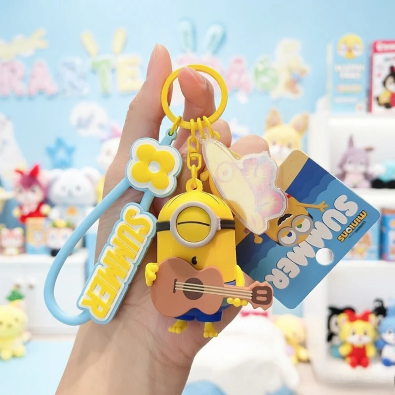 

Minions cartoon cute silicone keychain kawaii for boys and girls couples doll backpack pendant anime peripheral wholesale