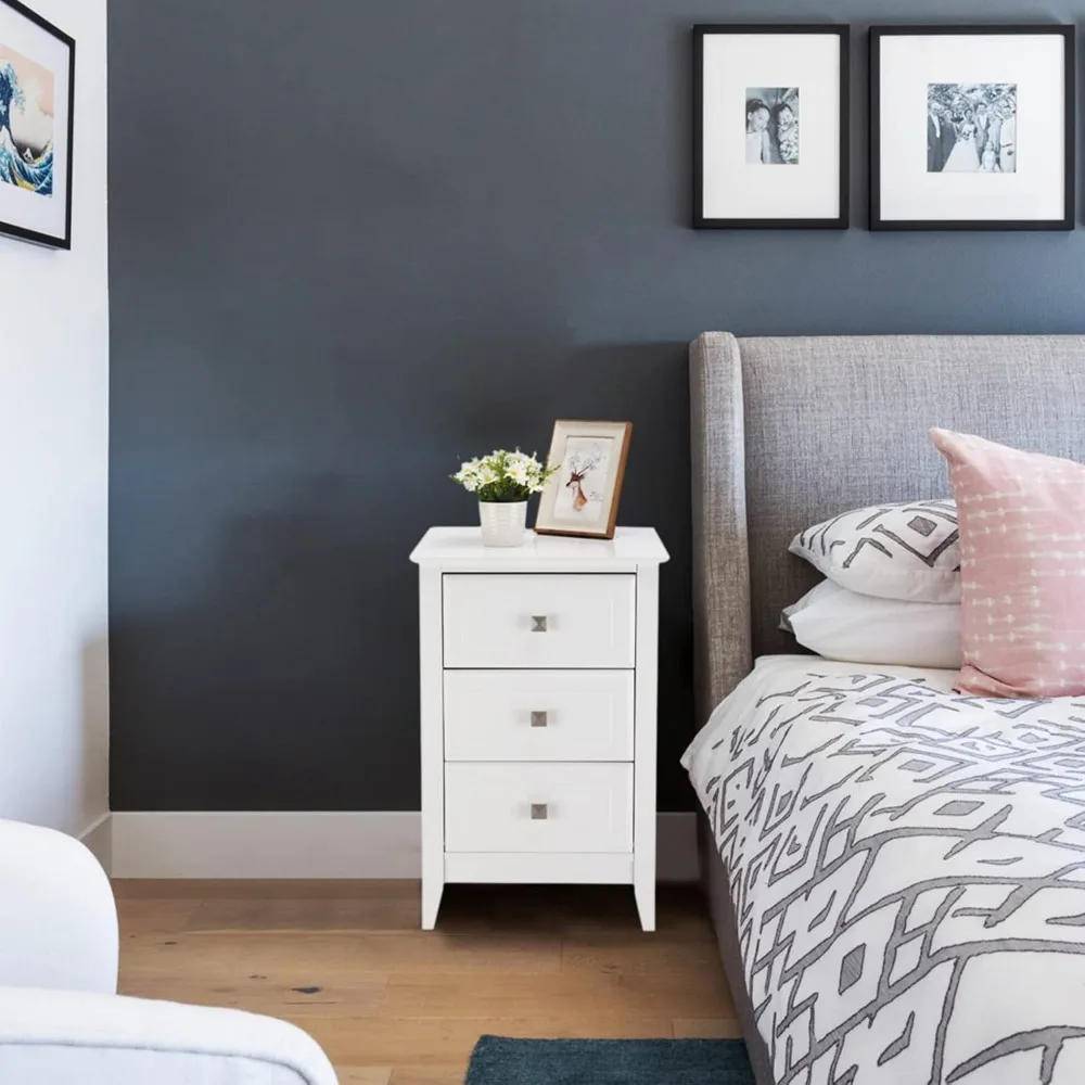 

Upgraded White Bedside Table, Suitable for Bedrooms, Set of 2 Modern Bedside Tables with 3 Drawers