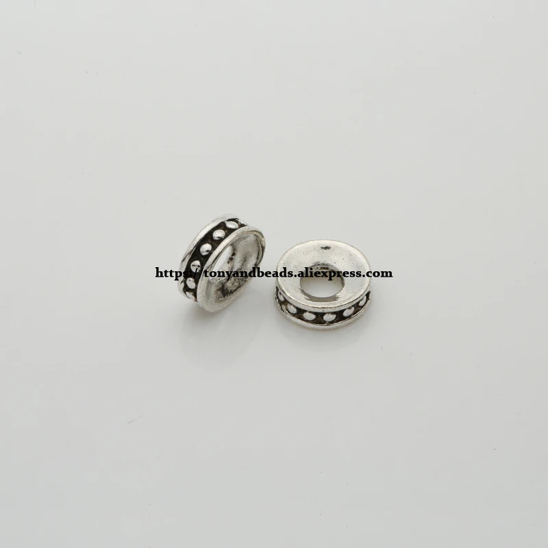 (50Pcs / Lot !) Zinc Alloy Tibetan Silver European Charm Connector Crimp End Beads Size 8mm HA8617B