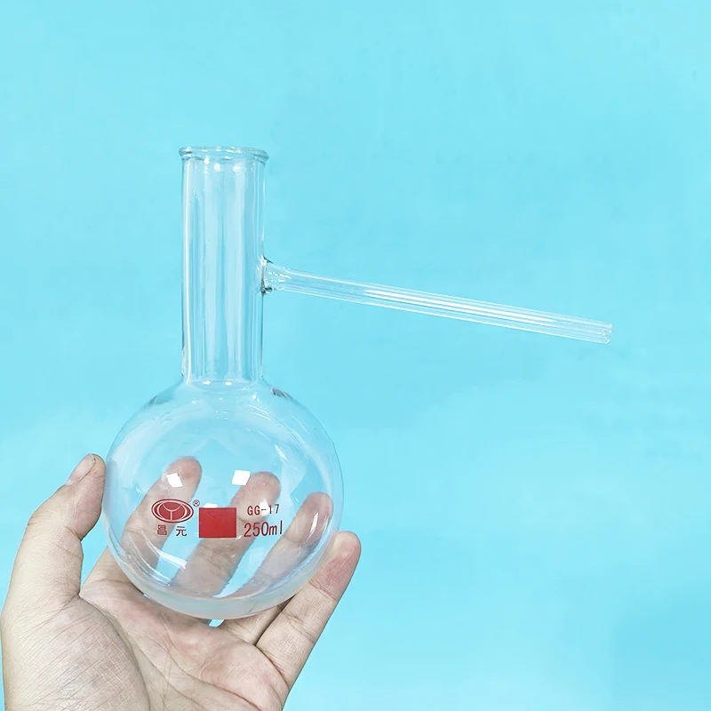 

CHANGYUAN Distilling flask with side tube, Distillation flask with branch, Round-bottomed flask with side glass tube
