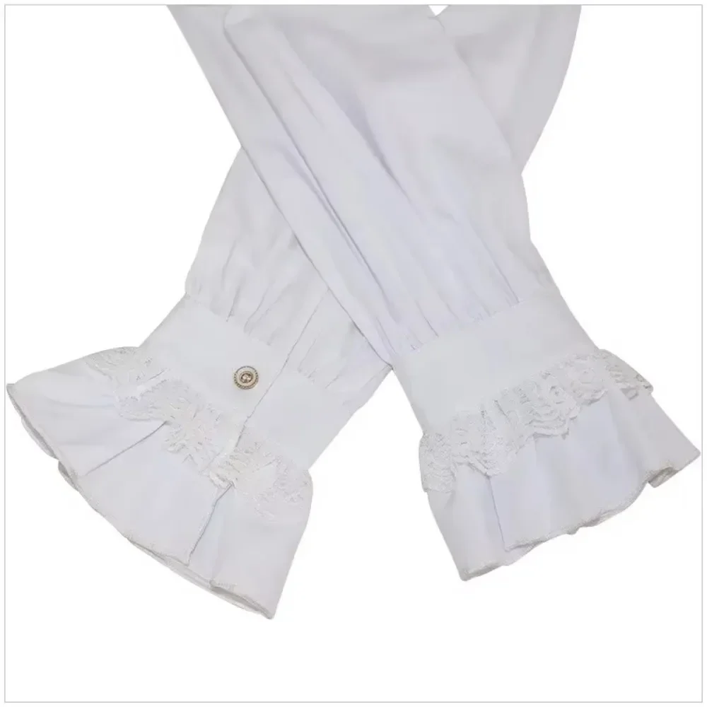 Men's Gothic Cotton & Lace Shirt - Ruffled Stand Collar Top for Pirate Cosplay, Halloween & Medieval Costume Events
