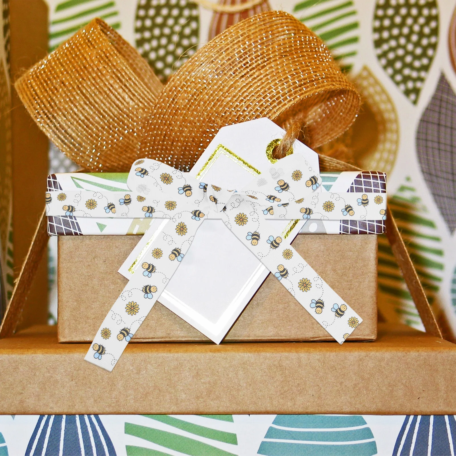 

Bee Ribbon Bee Spring Decorative for Crafts Wrapping Bow Wreath Ornaments Floral Arrangements Home Party Decor