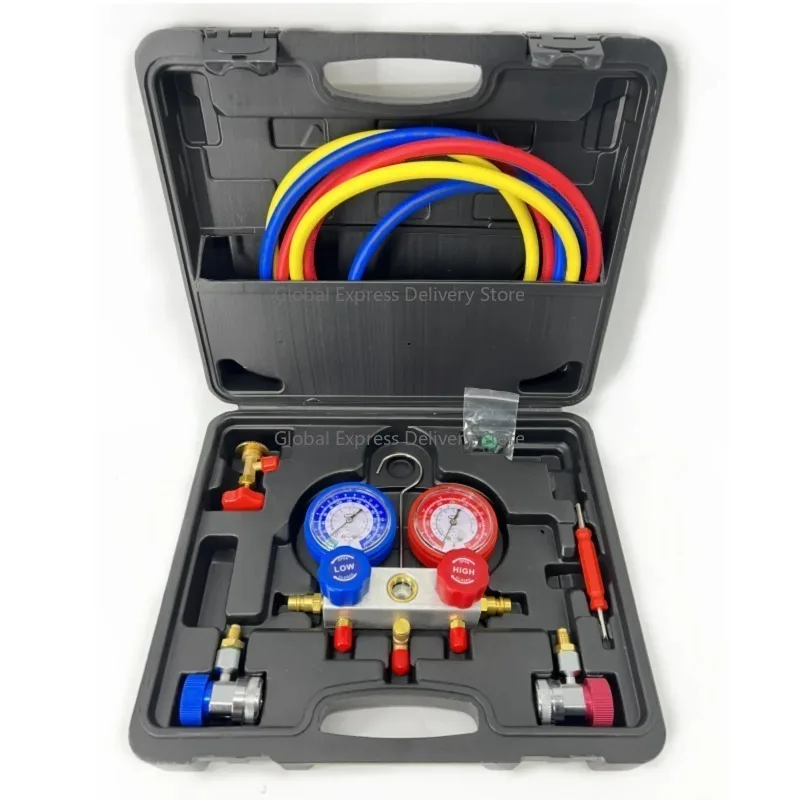 

New Design Manifold Gauge Kit in case Fluoridating Tools For Car Air Conditioner Vehicle Accessory