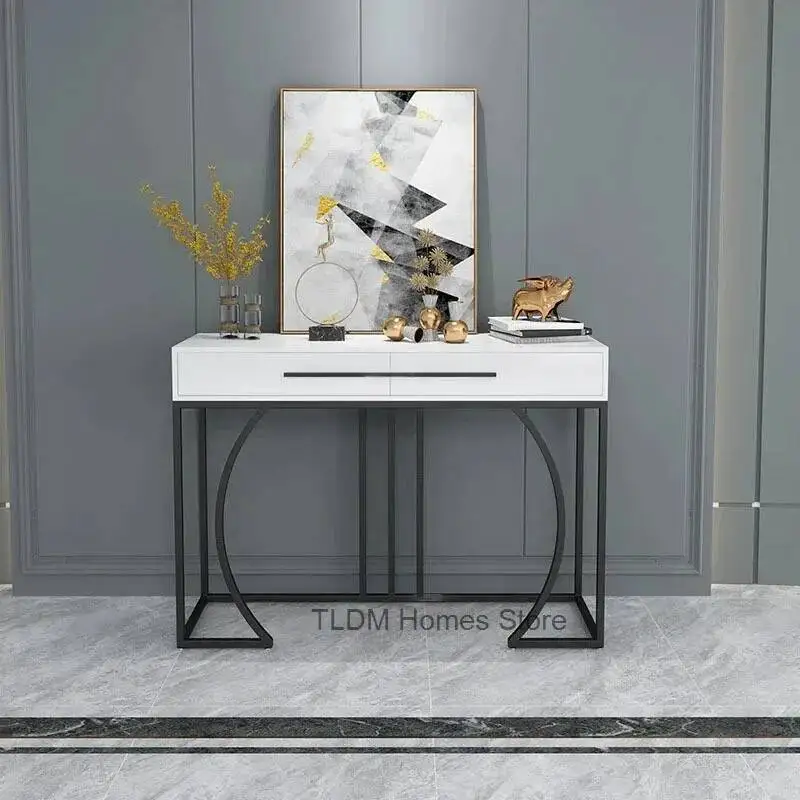 

Nordic Iron Console Tables Living Room Ultra-narrow Wall Decoration Porch Cabinet Light Luxury Entrance Console Home Furniture X
